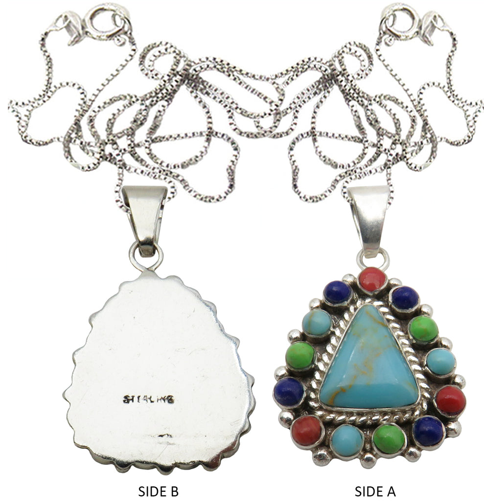 Native American Multi Stone Pendant with 18" Chain