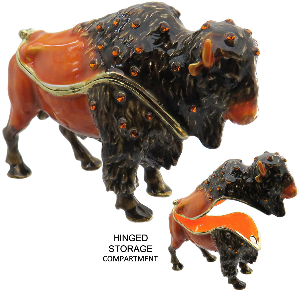 Bison Jeweled Trinket Box with Austrian Crystals