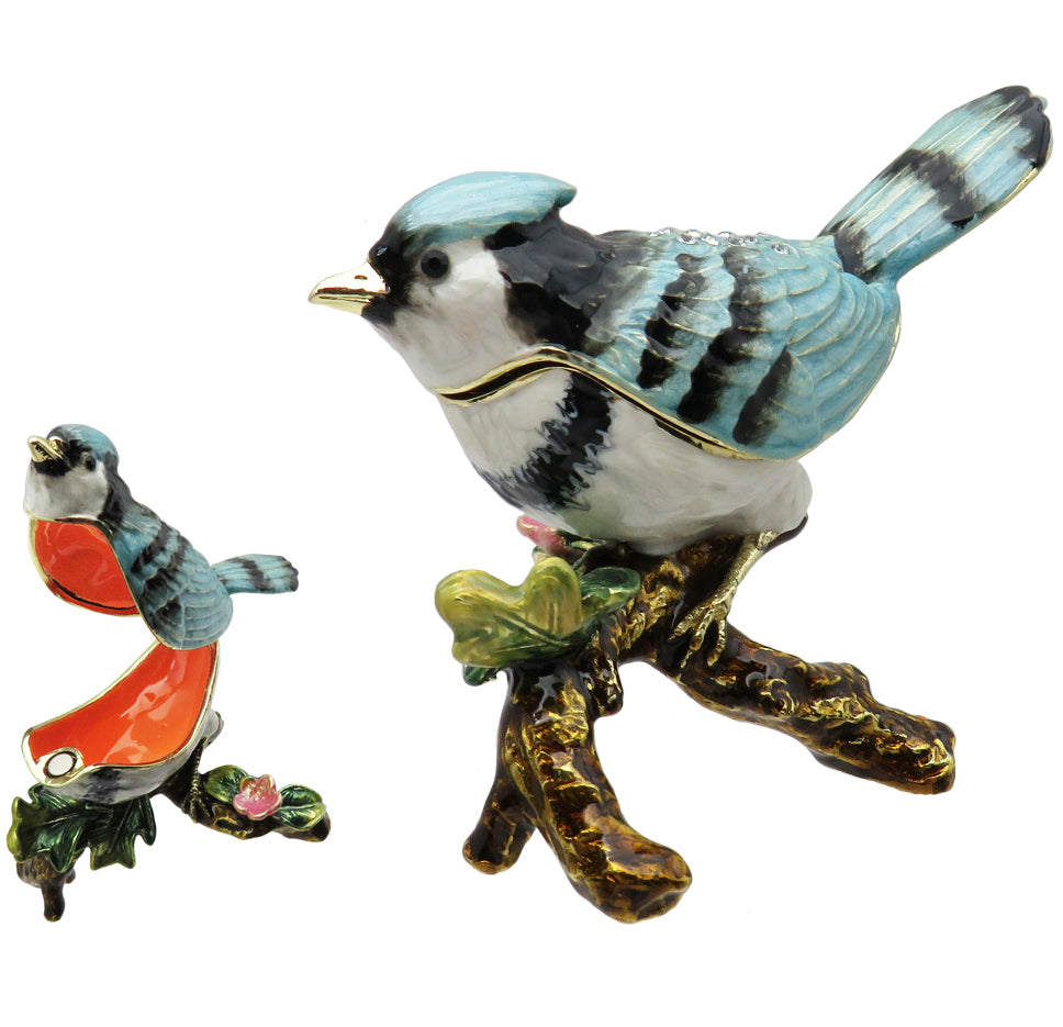 Blue Jay Jeweled Trinket Box with Austrian Crystals #2