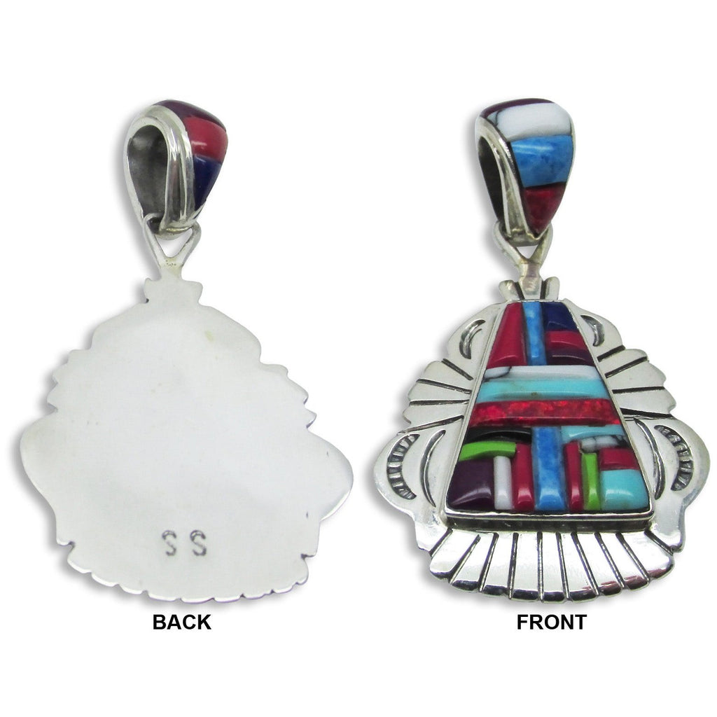 Native American Zuni Multi Stone Inlay Pendant,
