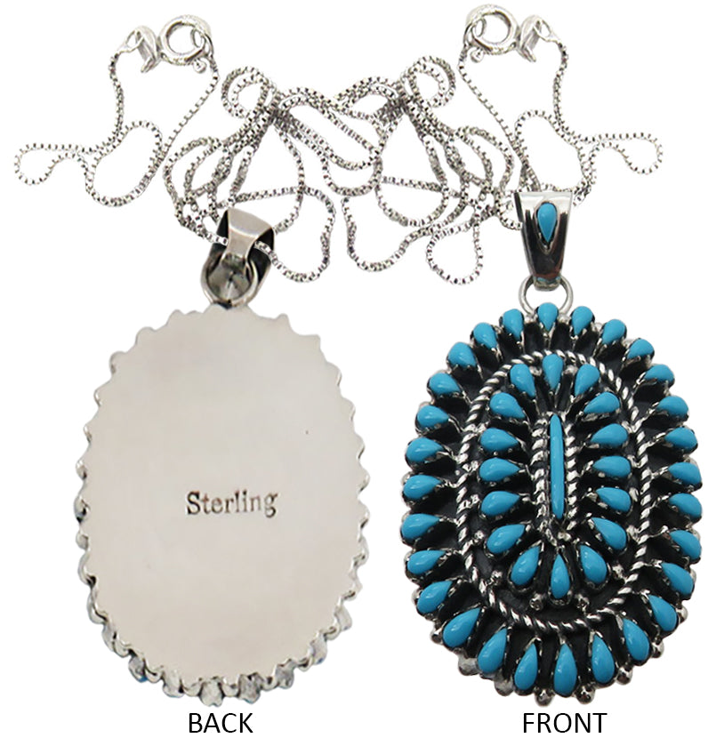 Native American Navajo Sleeping Beauty Turquoise Pendant chain