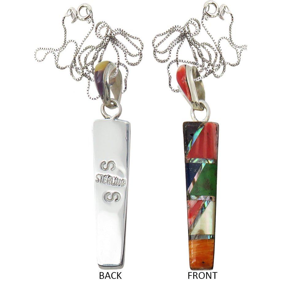 Native American Multi Stone Inlay Pendant Chain