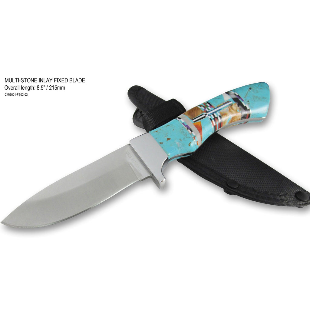 Southwestern Gemstone Inlay Fixed Blade Knife,