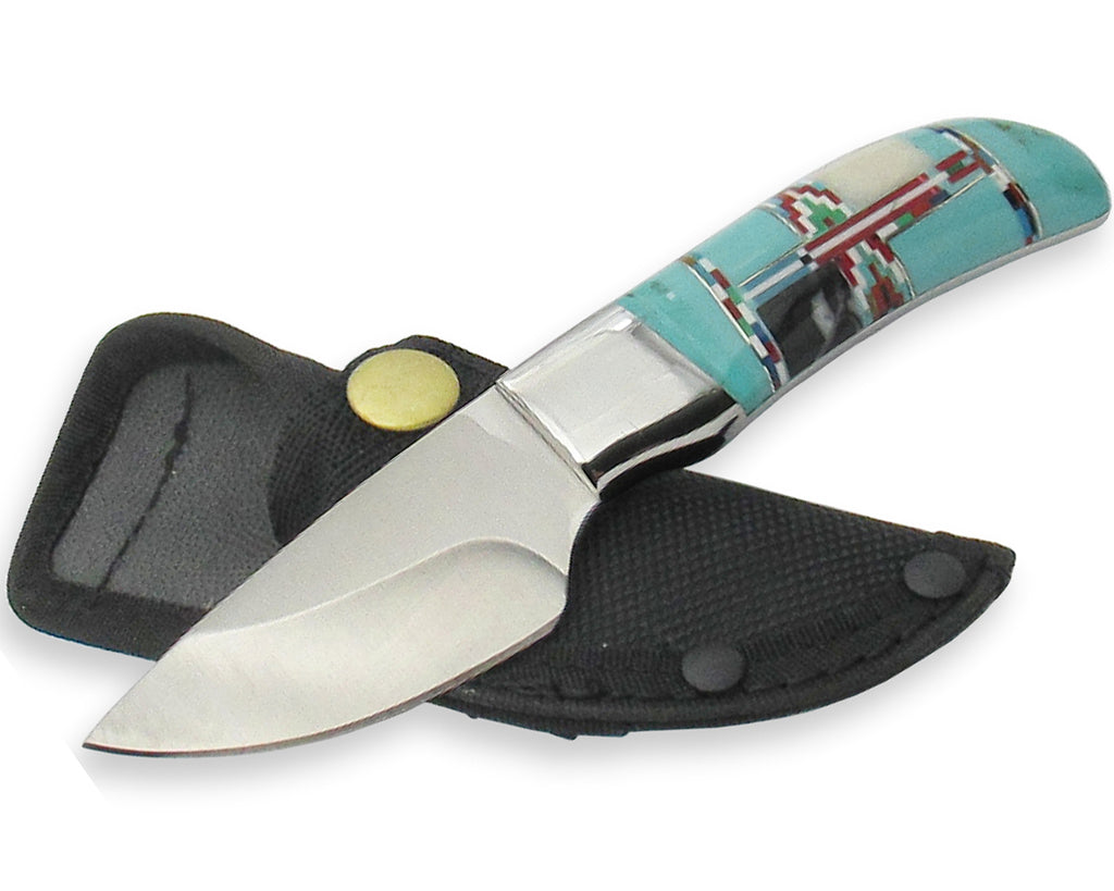 Southwestern Gemstone Inlay Field Knife