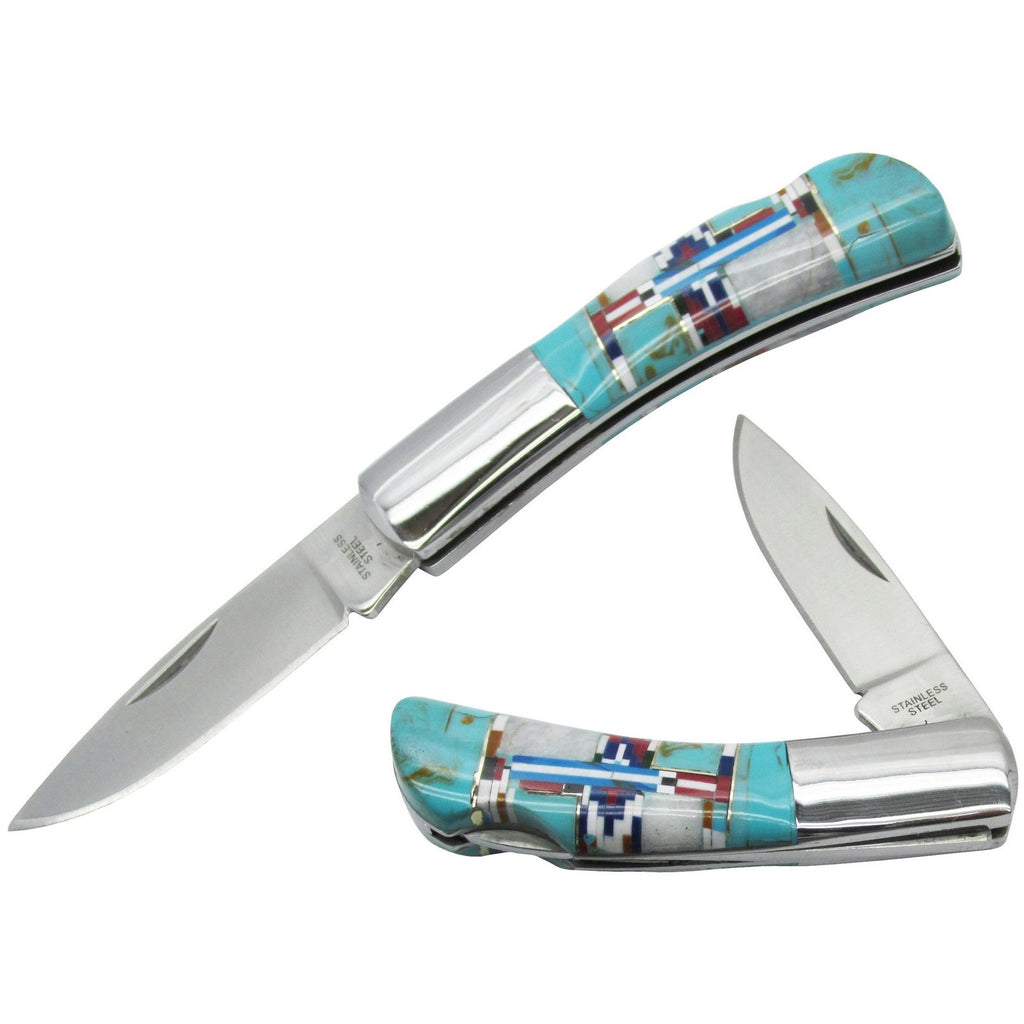 Southwestern Gemstone Inlay Pocket Knife,