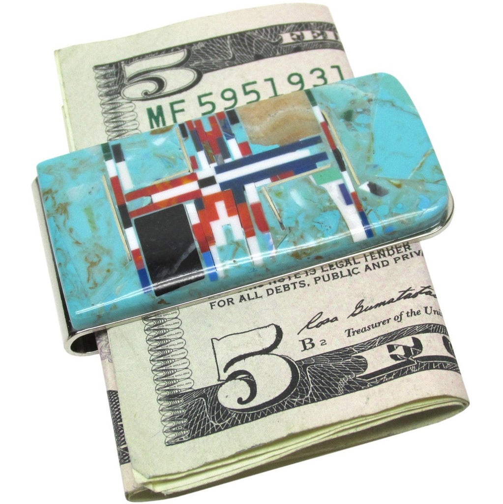 Southwestern Money Clip, Gemstone Inlay, #G