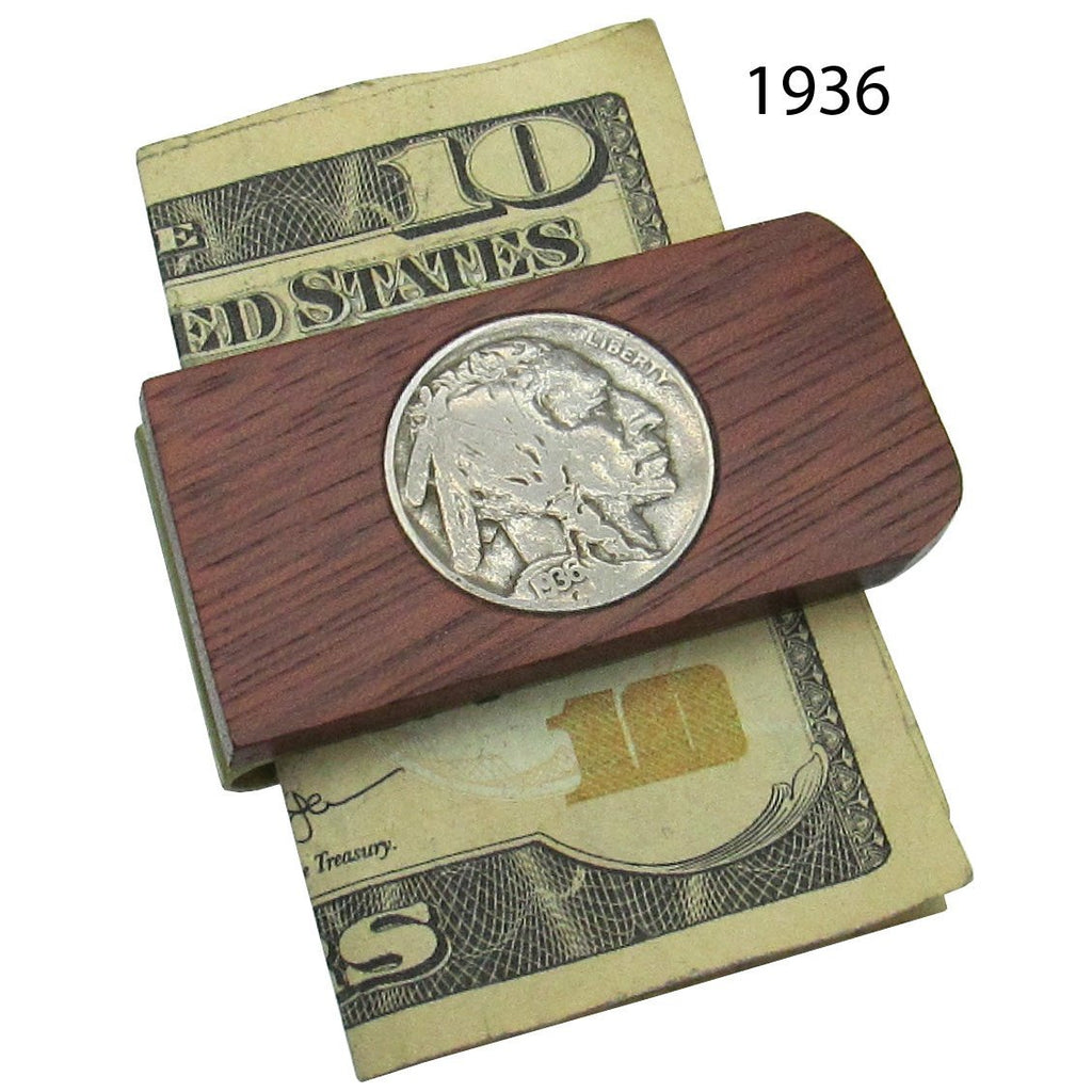 Money Clip, Native American, Indian Head Nickel Cherry