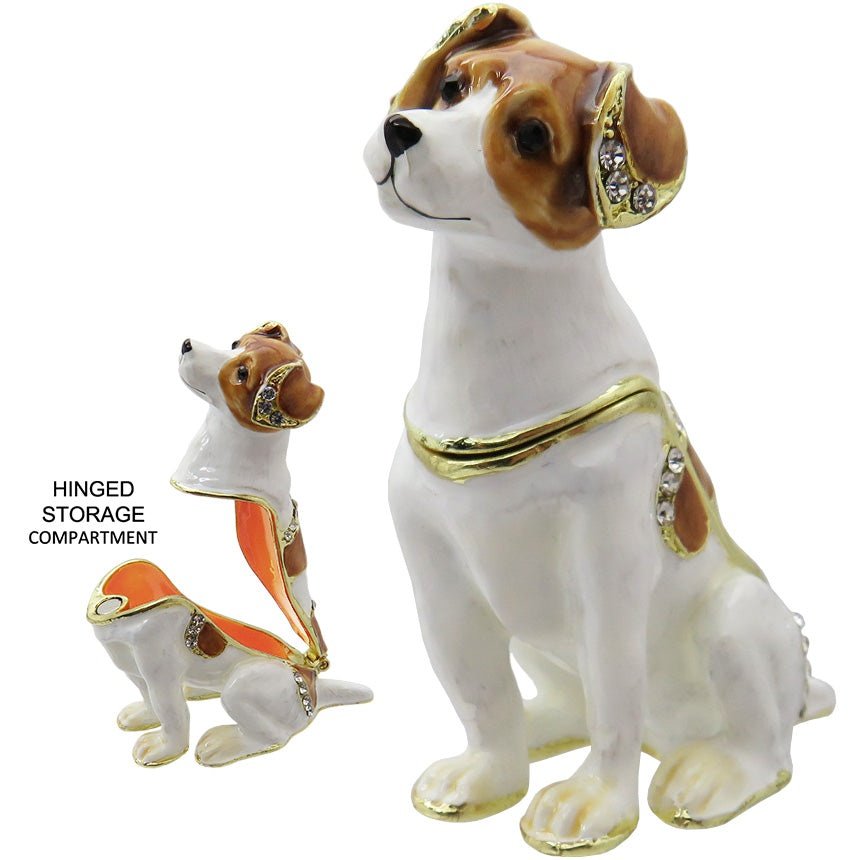 Jack Russel Jeweled Trinket Box Austrian Crystals
