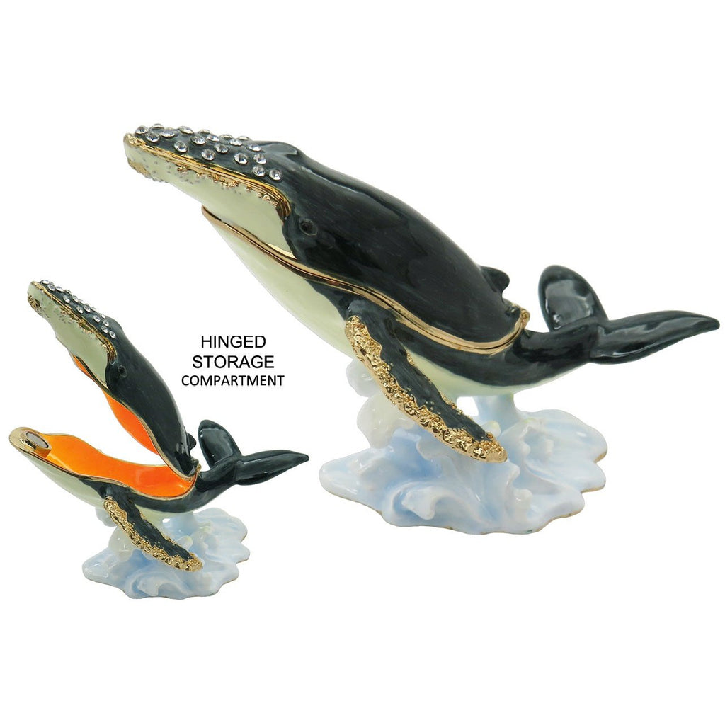 Humpback Whale Jeweled Trinket Box Austrian Crystals