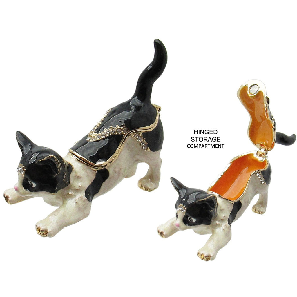 Kitten Jeweled Trinket Box Austrian Crystals,