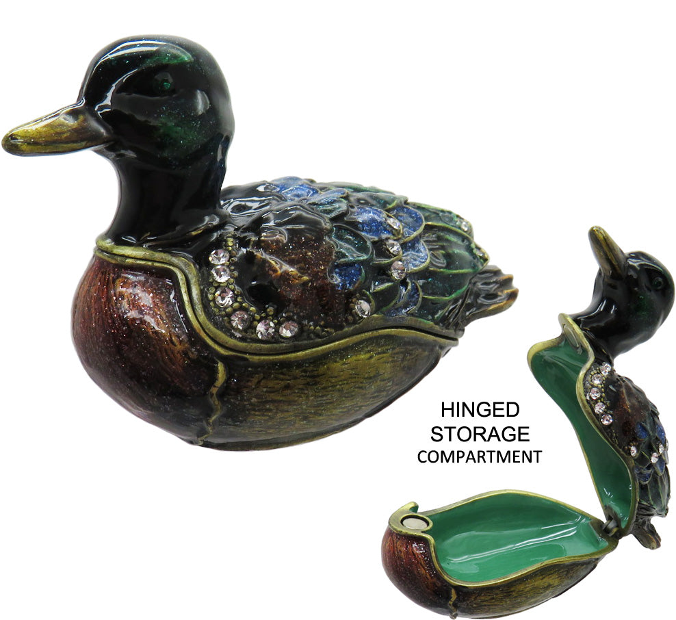 Mallard Duck Jeweled Trinket Box with Austrian Crystals #2
