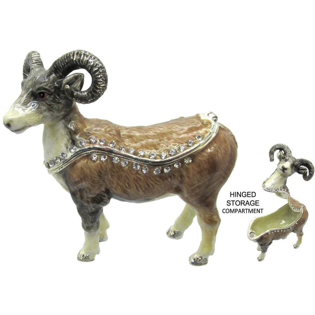 Ram Jeweled Trinket Box Austrian Crystals