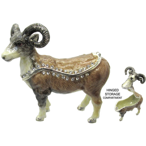 Ram Jeweled Trinket Box Austrian Crystals