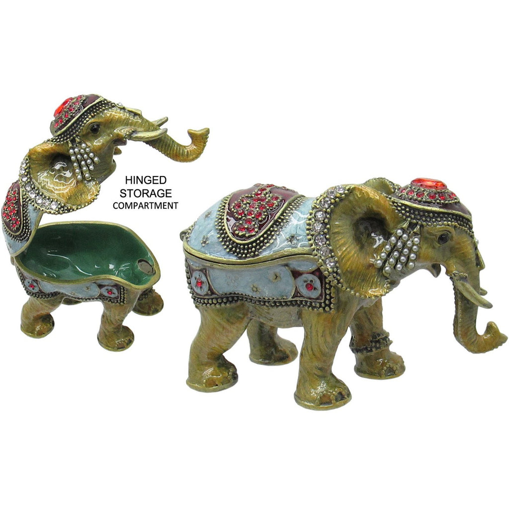 Circus Elephant Jeweled Trinket Box Austrian Crystals,