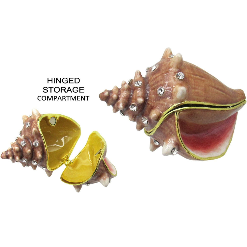 Conch Shell Jeweled Trinket Box Austrian Crystals,