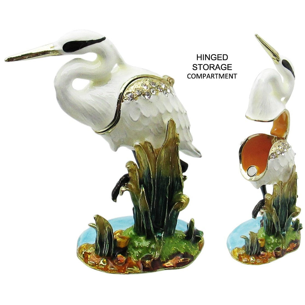 Egret Jeweled Trinket Box Austrian Crystals