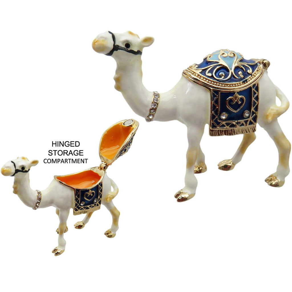 Camel Jeweled Trinket Box Austrian Crystals, White
