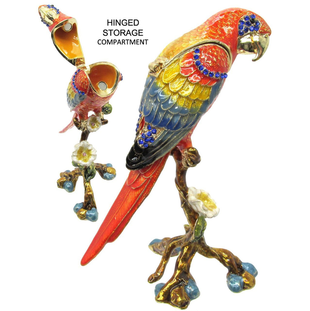 Macaw Jeweled Trinket Box Austrian Crystals