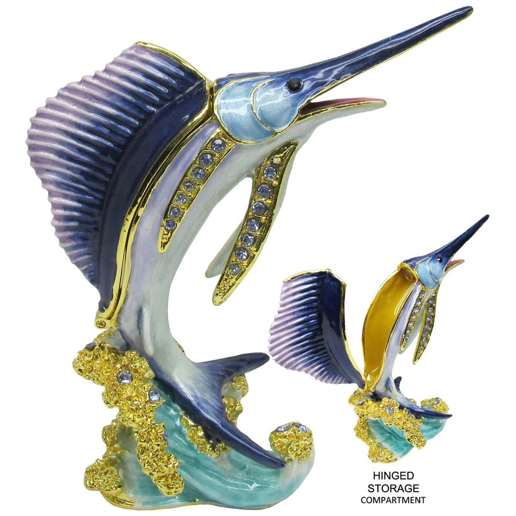 Sailfish Jeweled Trinket Box Austrian Crystals
