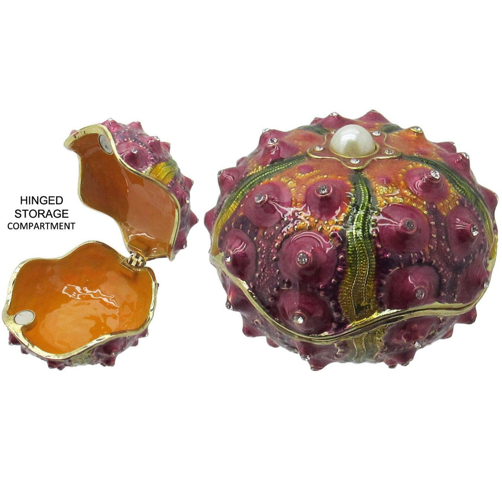 Sea Urchin Jeweled Trinket Box Austrian Crystals, Purple