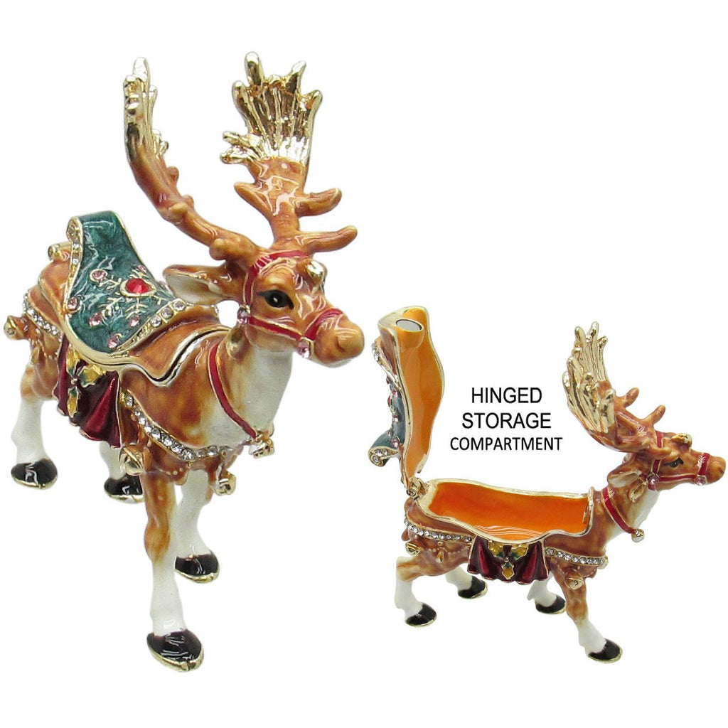 Reindeer Jeweled Trinket Box Austrian Crystals,