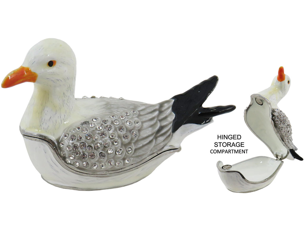 Seagull Jeweled Trinket Box with Austrian Crystals