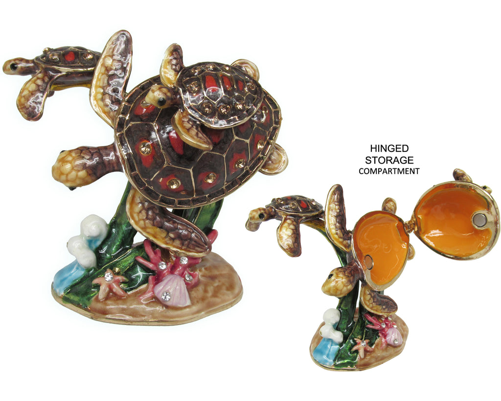 Sea Turtle Babies Jeweled Trinket Box Austrian Crystals