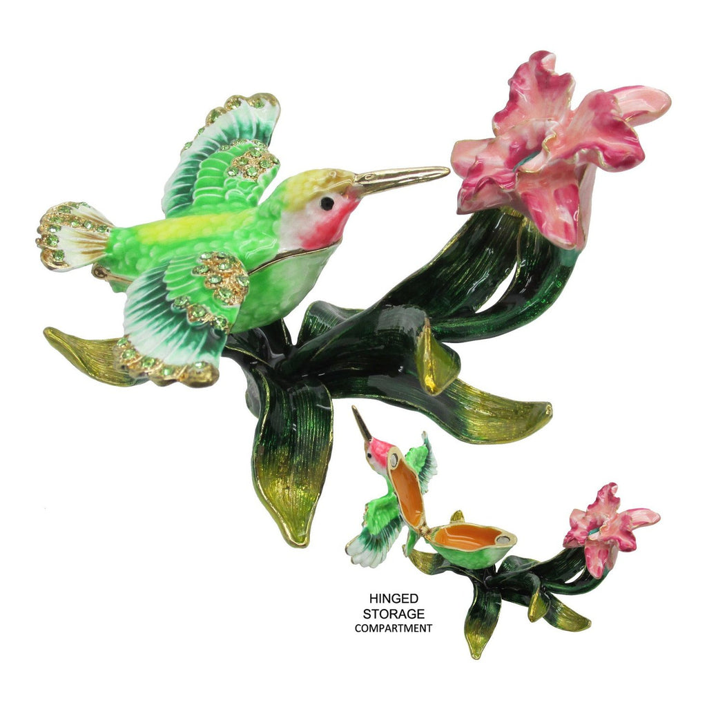 Hummingbird Jeweled Trinket Box Austrian Crystals