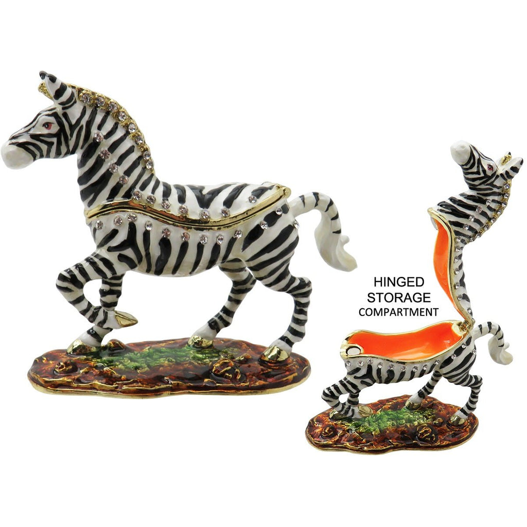 Zebra Jeweled Trinket Box Austrian Crystals