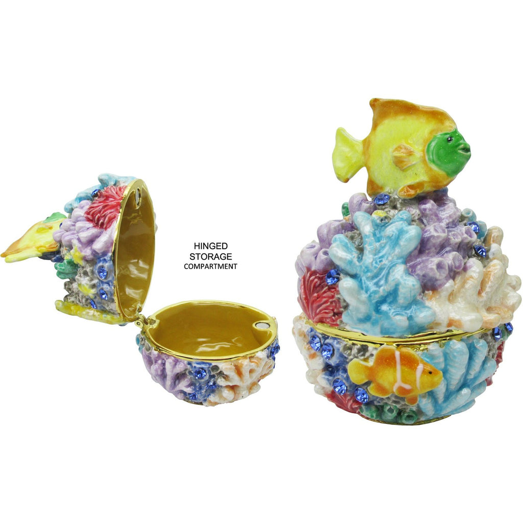 Coral Fish Jeweled Trinket Box Austrian Crystals