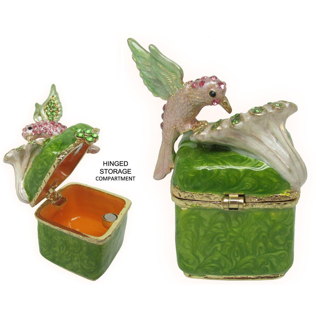 Hummingbird Jeweled Trinket Box Austrian Crystals,