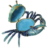 Crab Jeweled Trinket Box Austrian Crystals, Blue