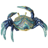 Crab Jeweled Trinket Box Austrian Crystals, Blue