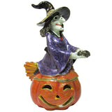 Witch Jeweled Trinket Box Austrian Crystals