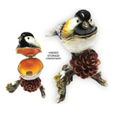 Chickadee Jeweled Trinket Box Austrian Crystals