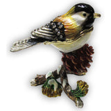 Chickadee Jeweled Trinket Box Austrian Crystals