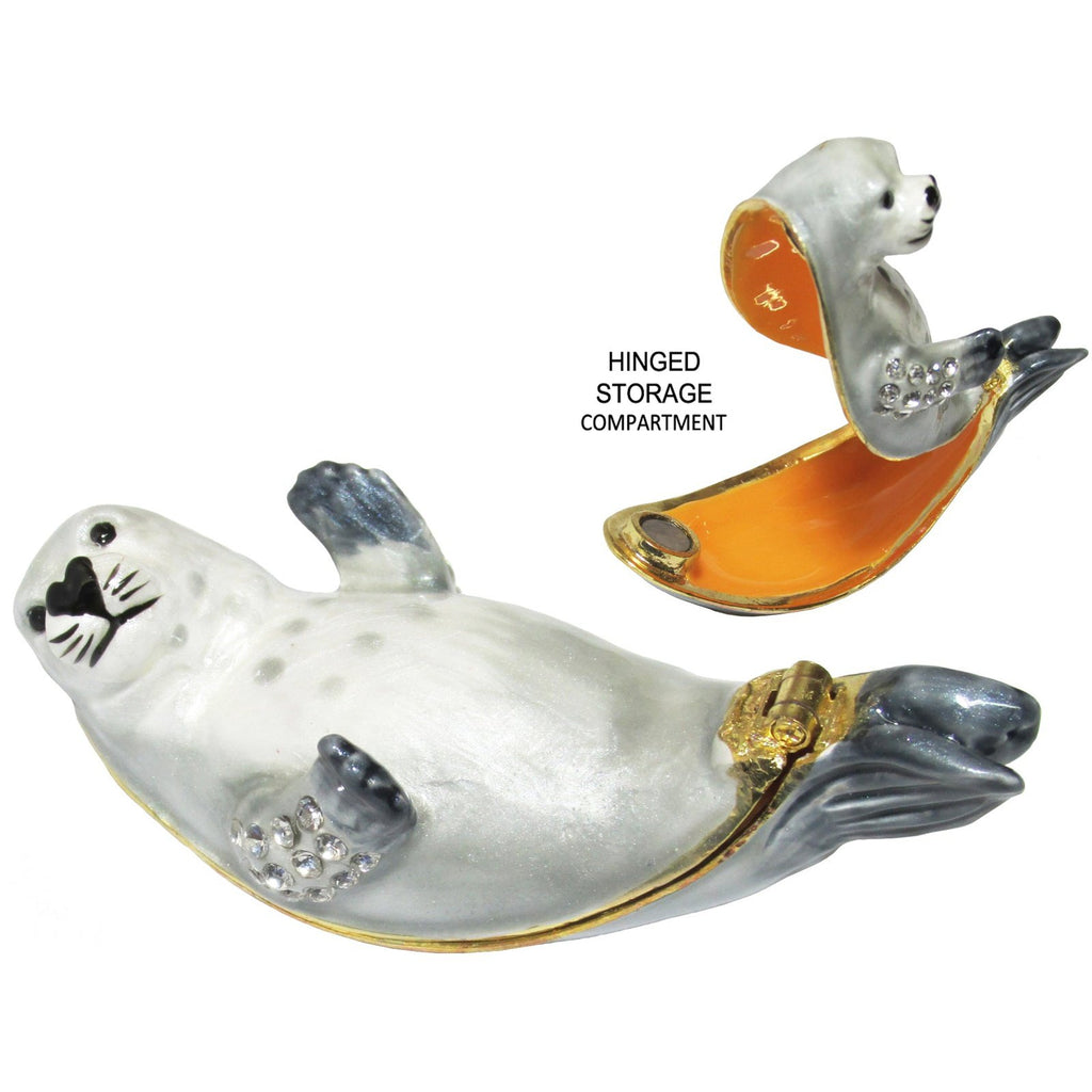 Seal Pup Jeweled Trinket Box Austrian Crystals,