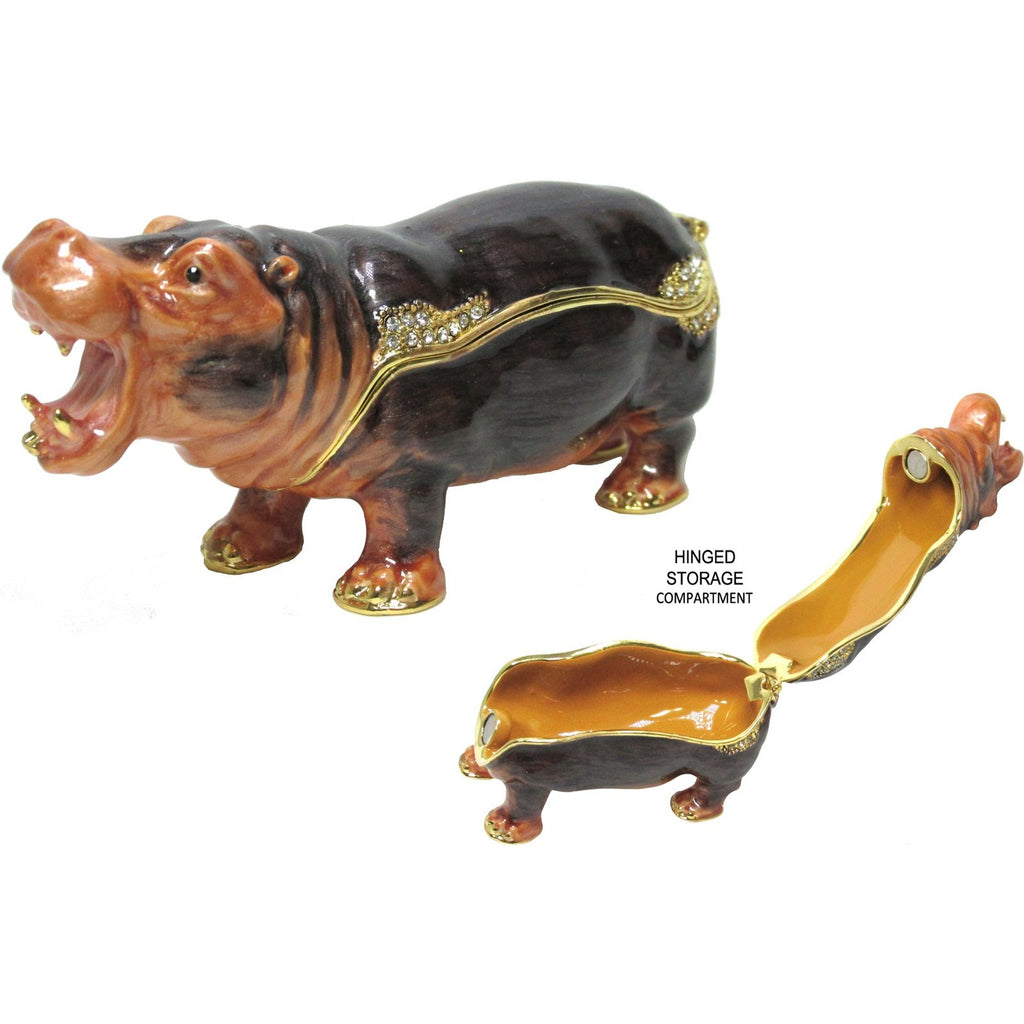 Hippo Jeweled Trinket Box Austrian Crystals