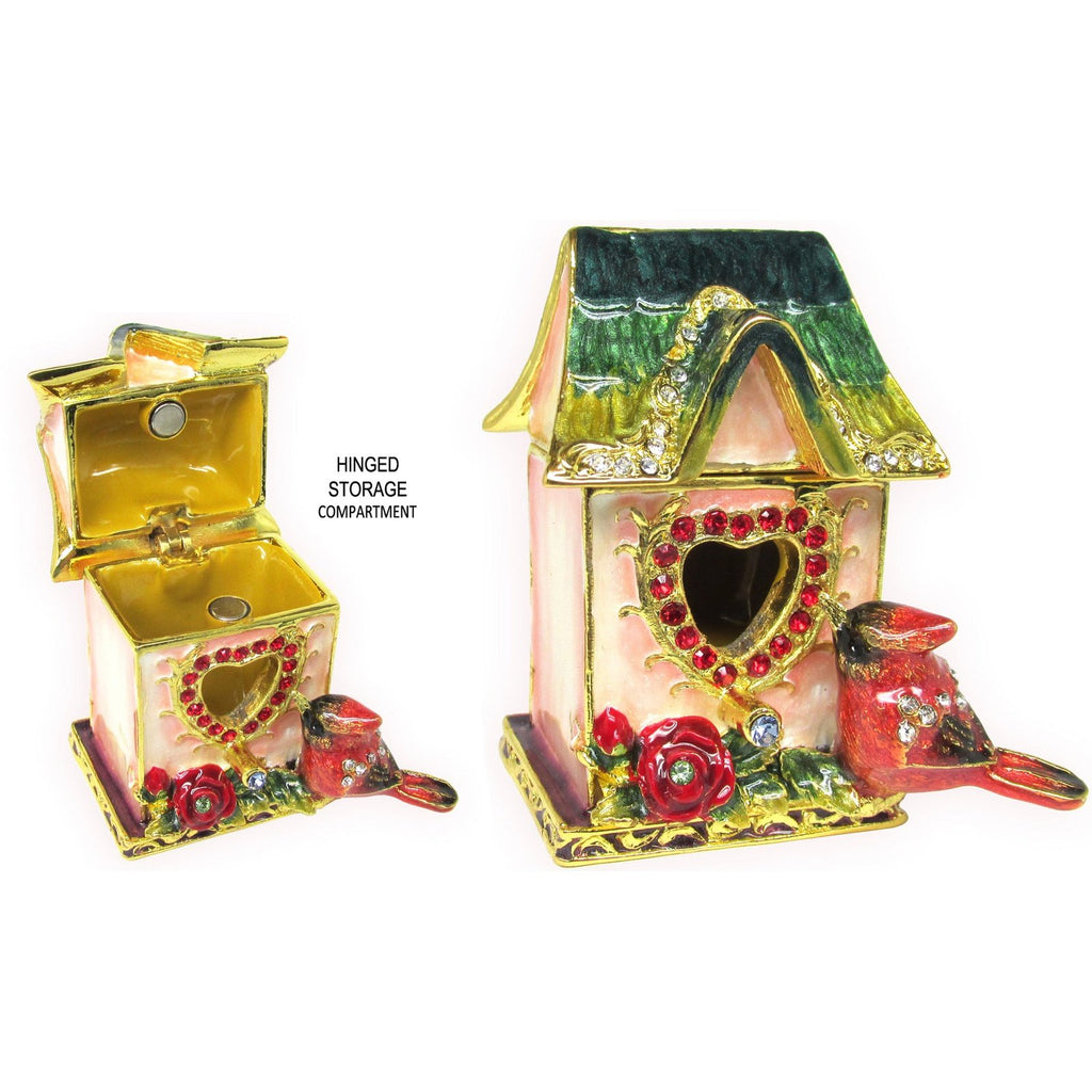 Birdhouse Jeweled Trinket Box Austrian Crystals,
