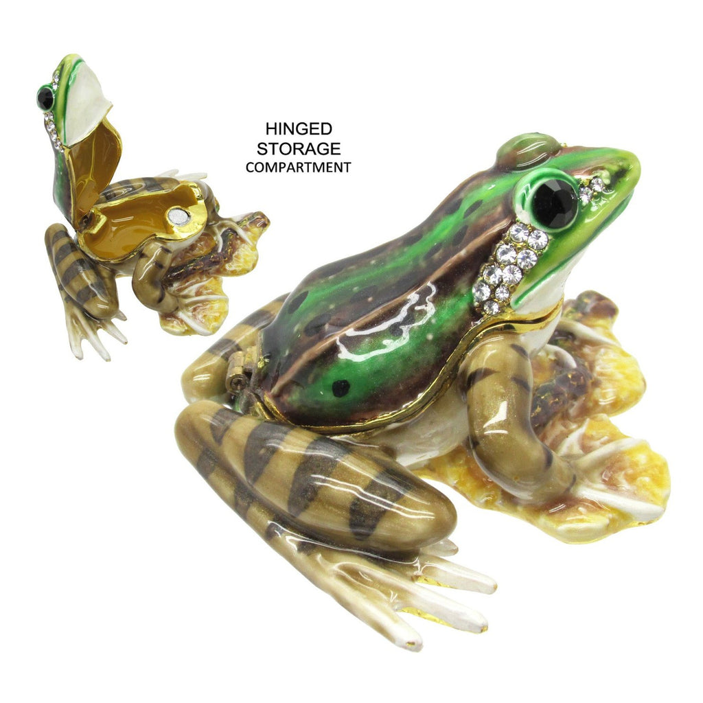 Frog Jeweled Trinket Box Austrian Crystals,