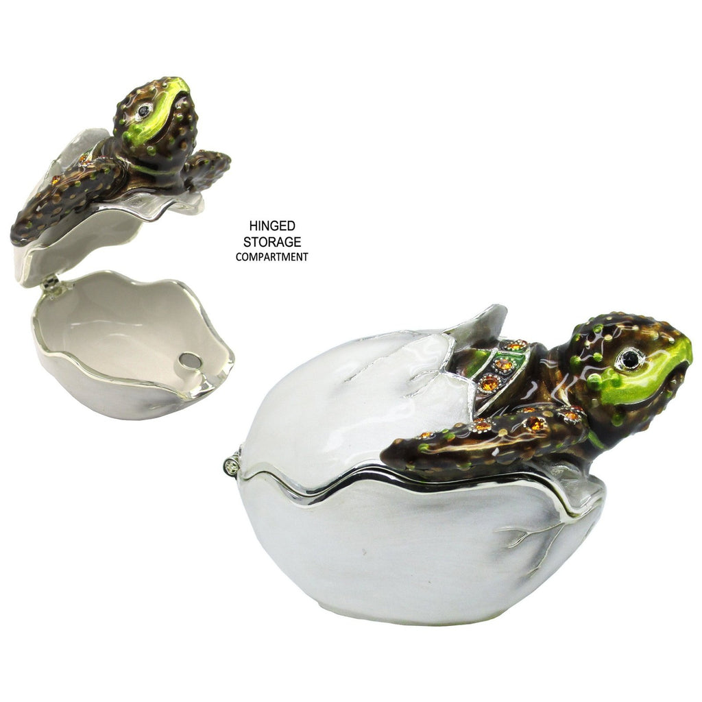 Sea Turtle, Hatching, Jeweled Trinket Box Austrian Crystals
