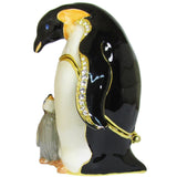 Mama Baby Penguin Jeweled Trinket Box Austrian Crystals,