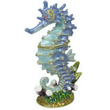 Seahorse Jeweled Trinket Box Austrian Crystals, Blue