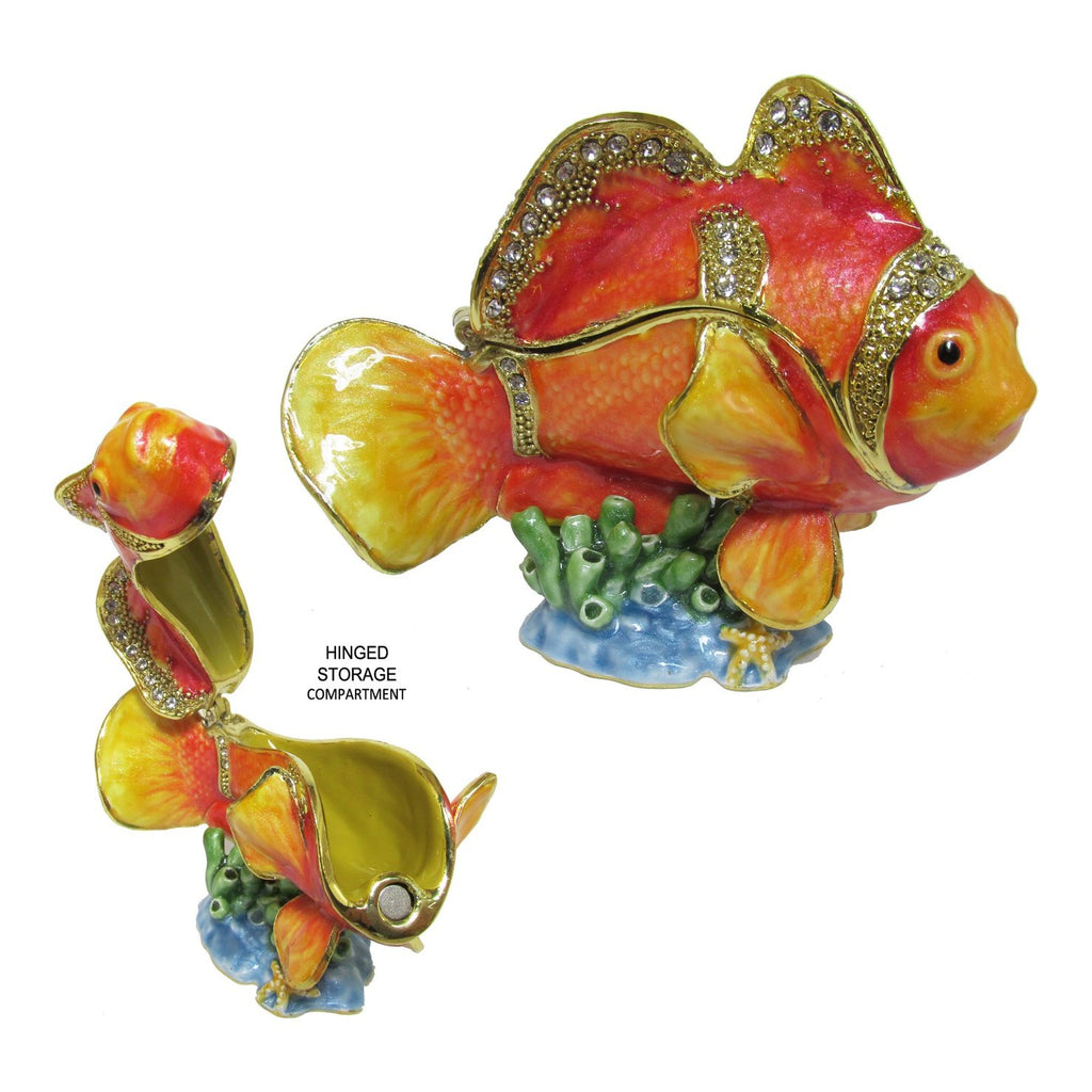 Clownfish Jeweled Trinket Box Austrian Crystals,