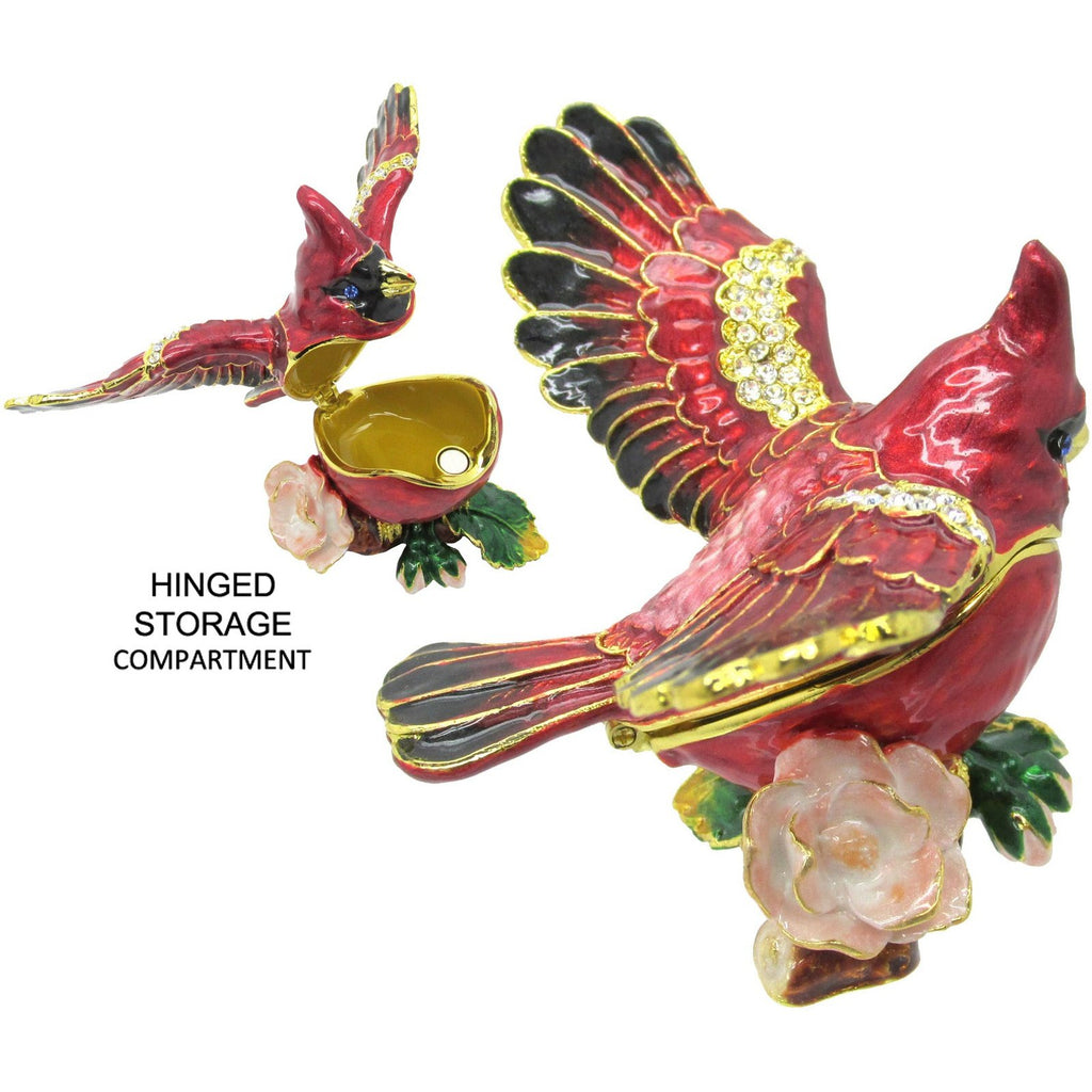 Cardinal Jeweled Trinket Box Austrian Crystals,