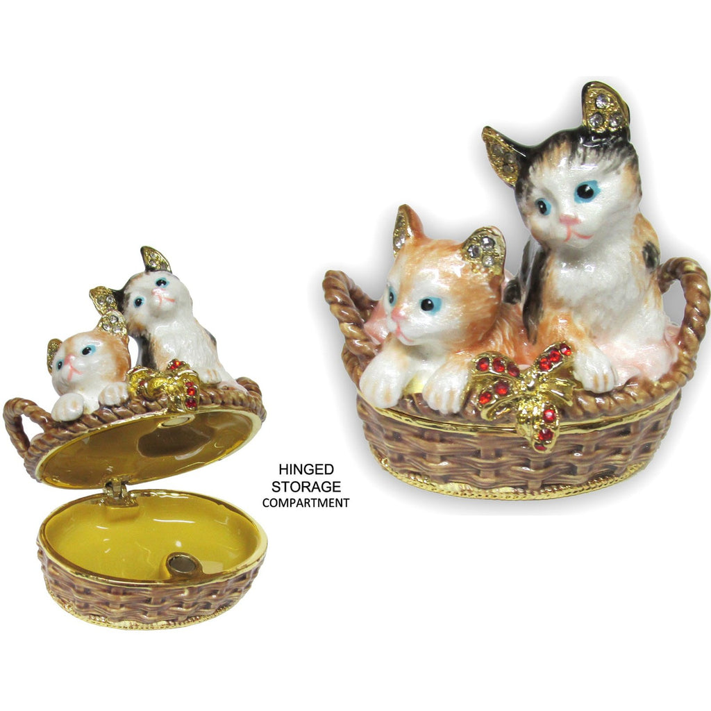 Kitten Jeweled Trinket Box Austrian Crystals