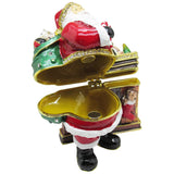 Santa Fireplace Jeweled Trinket Box Austrian Crystals