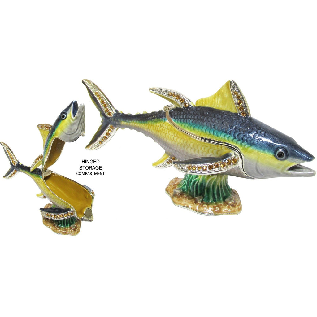 Yellow Fin Tuna Jeweled Trinket Box Austrian Crystals