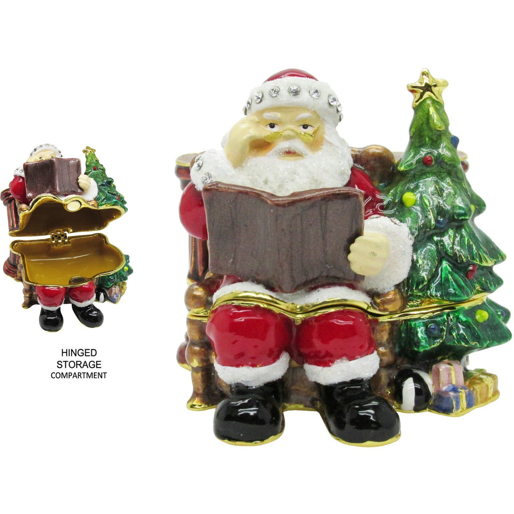 Santa's List Jeweled Trinket Box Austrian Crystals