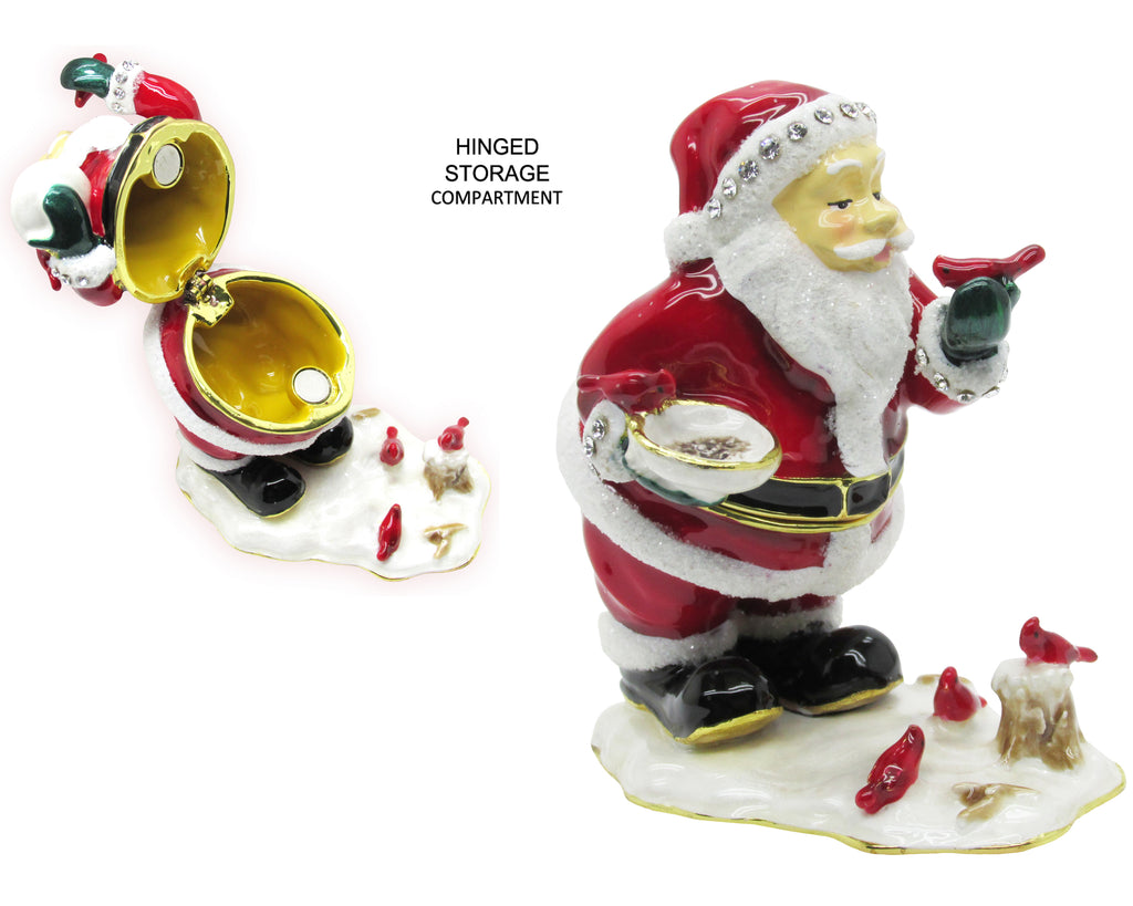 Santa Birds Jeweled Trinket Box Austrian Crystals